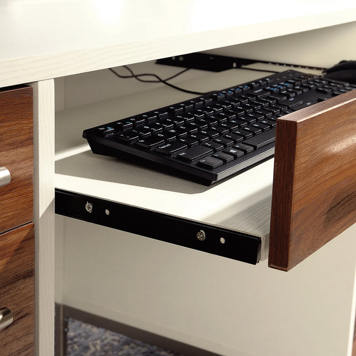 Sauder® Vista Key 60"W Executive Computer Desk, Pearl Oak/Blaze Acacia