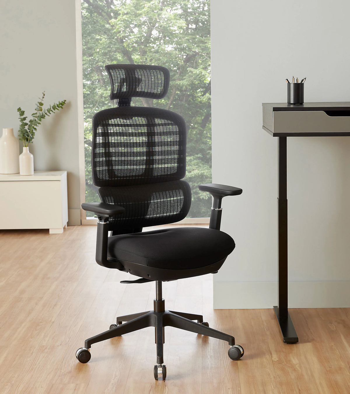 WorkPro® Momentum Ergonomic Mesh/Mesh Active High-Back Chair, Black/Bl ...