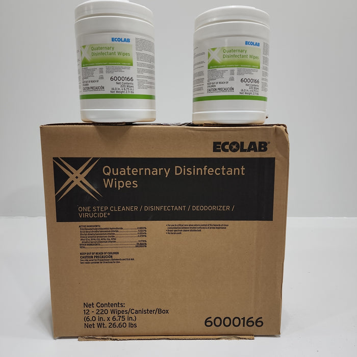 Ecolab Quaternary Disinfectant Wipes, EPA Approved for Human Coronavirus, 12-220 Wipes 6000166