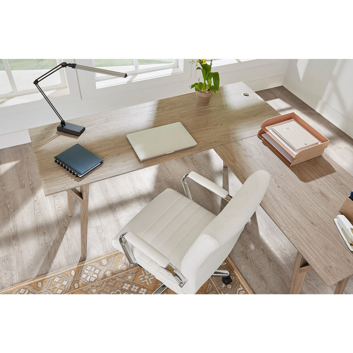 Realspace® Trezza 62"W L-Shaped Desk, Light Oak