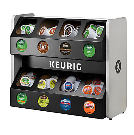 Keurig® Premium 8-Sleeve K-Cup® Pod Storage Rack, 18 3/8"H x 16 3/8"W x 21 1/4"D, Black/Silver