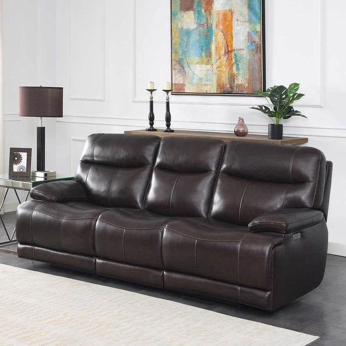 RIDGEWIN, LEATHER POWER RECLINING SOFA