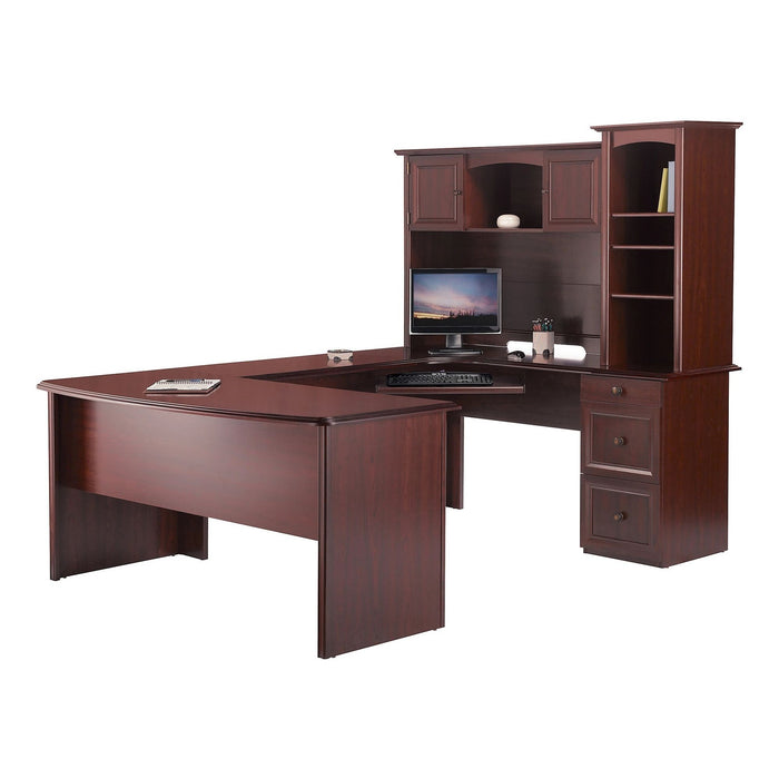Realspace® Broadstreet 65”W Hutch for U-Shaped Desk, Cherry